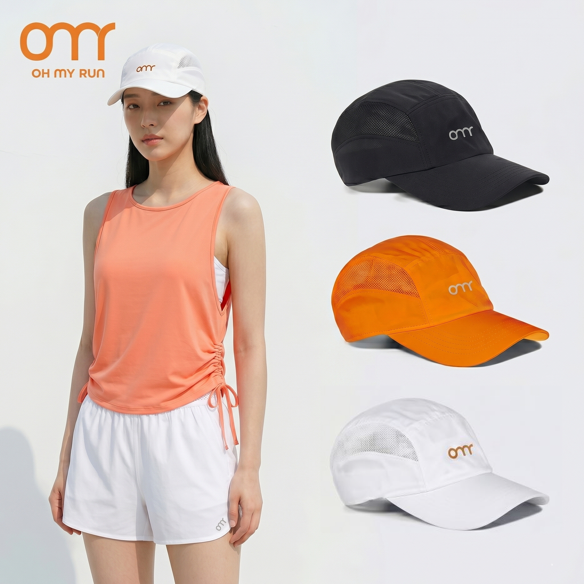 오마이런 마라톤 모자 가벼운 런닝캡 트레일러닝 메쉬 여름 운동모자